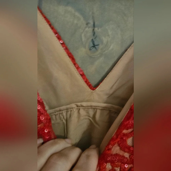 FREE PEOPLE Red Night Shimmers Mini Dress. Size 2 - Picture 6 of 11